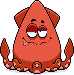 矢量孤立的素描卡通海鱿鱼鱿鱼卡通可爱的鱿鱼卡通的插图卡通欢快的