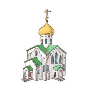 手绘俄罗斯东正教教堂