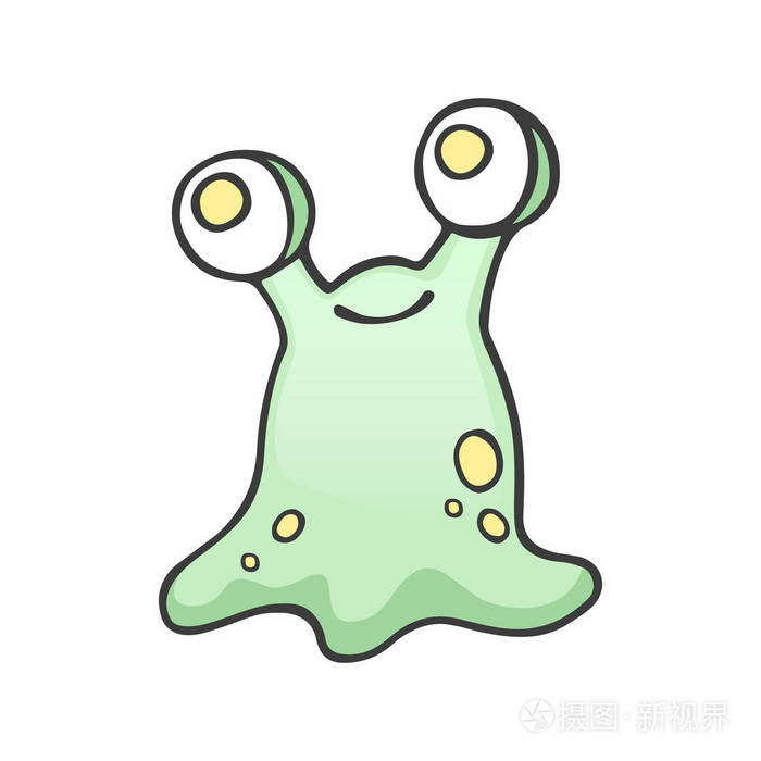 可爱的友好在太空西装绿色外星人.现代矢量风格插画平面设计卡通人物.