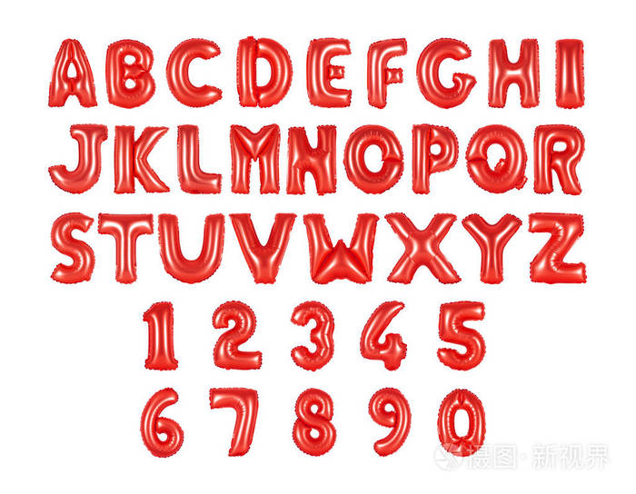 英语字母和数字的红色