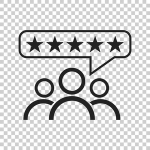 客户评论，评分，用户反馈概念矢量图标。孤立的背景上平插图