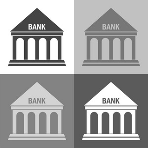 矢量图标建立银行在白色灰色黑色的颜色。银行 illust