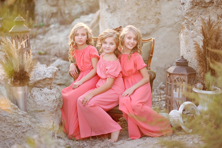 三胞胎肖像画在性质上的三个女友的肖像用花的两个年轻女友的肖像两个