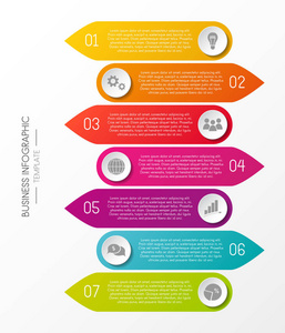商业 infograph多彩的模板与图标和不同的选项。向量