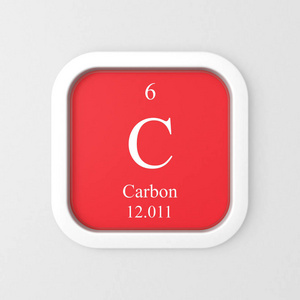 红色圆角方形图标上的碳符号照片