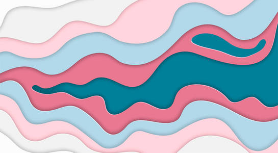 纸艺术卡通抽象波浪在现实时尚工艺风格。现代折纸设计模板。概念的灵感或为您的项目的想法。矢量图