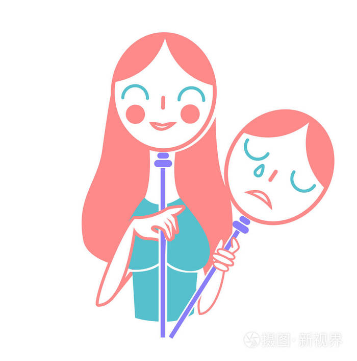概念的口是心非,隐藏自己的情绪插画-正版商用图片0o2tbc-摄图新视界