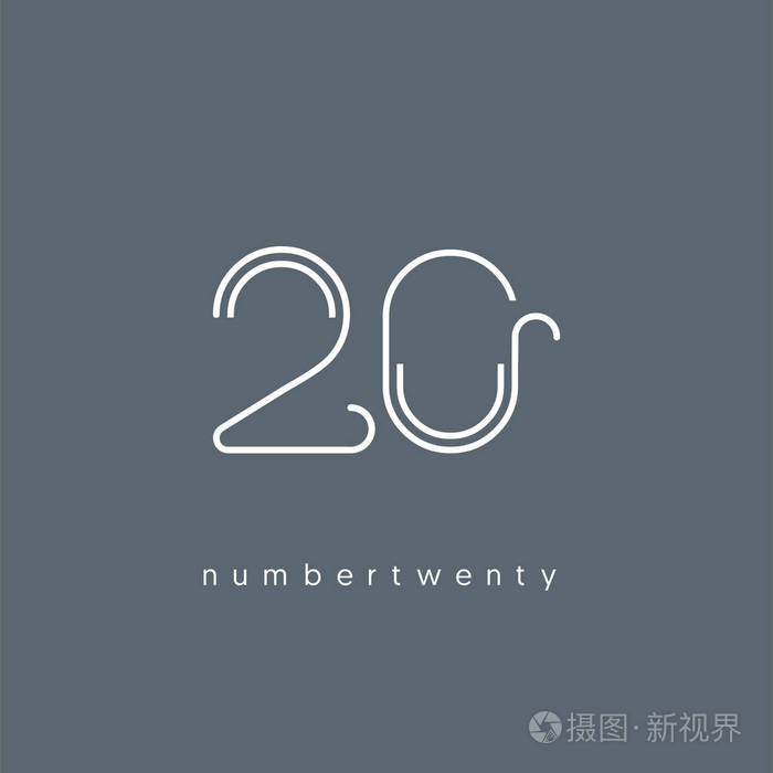 数字20标志图标, 几何企业身份, 矢量插图