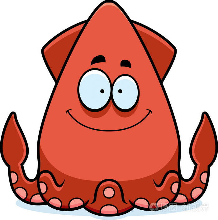 微笑的卡通鱿鱼