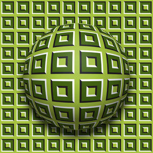 抽象的瓷砖图案化的球沿同一表面滚动.抽象矢量光学错觉图.