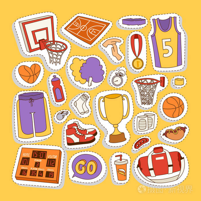 篮球贴纸矢量图标