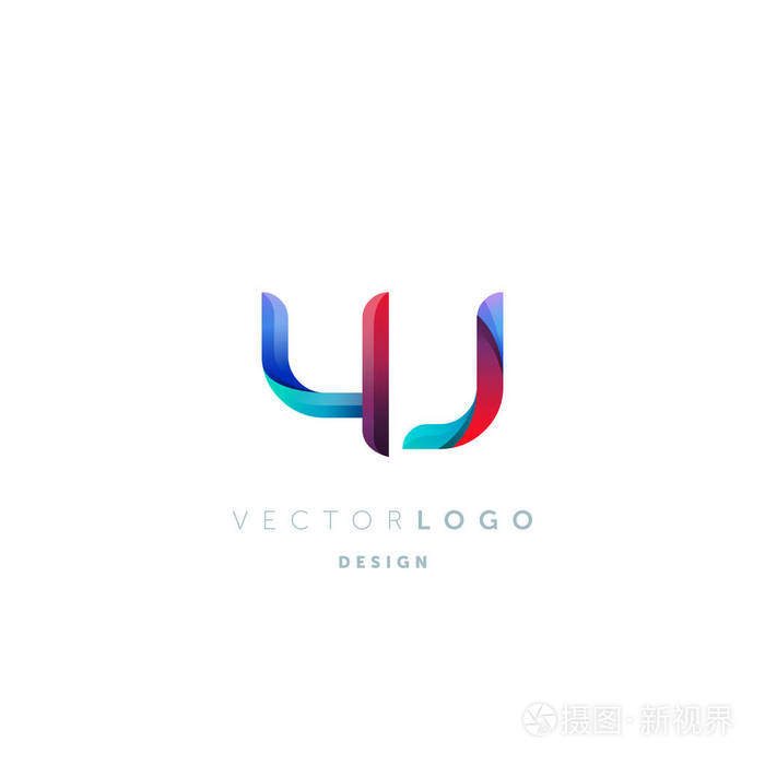 渐变yj字母徽标名片模板矢量