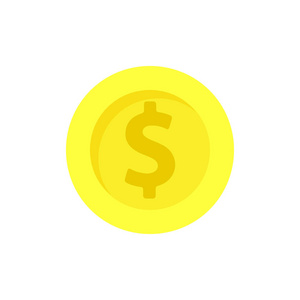 黄色金币矢量平面插画设计理念。在白色背景上被隔离