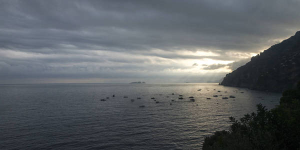 船在海岸, 波西塔诺, 阿马尔菲海岸, 宿, 坎帕尼亚, 意大利