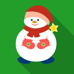 雪人在白色背景上孤立的平面样式圣诞帽图标。圣诞节那天象征股票矢量图
