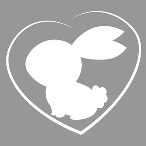 兔子图标符号的假期.矢量图.复活节兔子的耳朵轮廓上灰色的背景照片