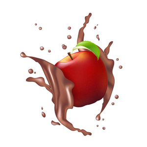 红苹果果奶巧克力汁酸奶飞溅例证