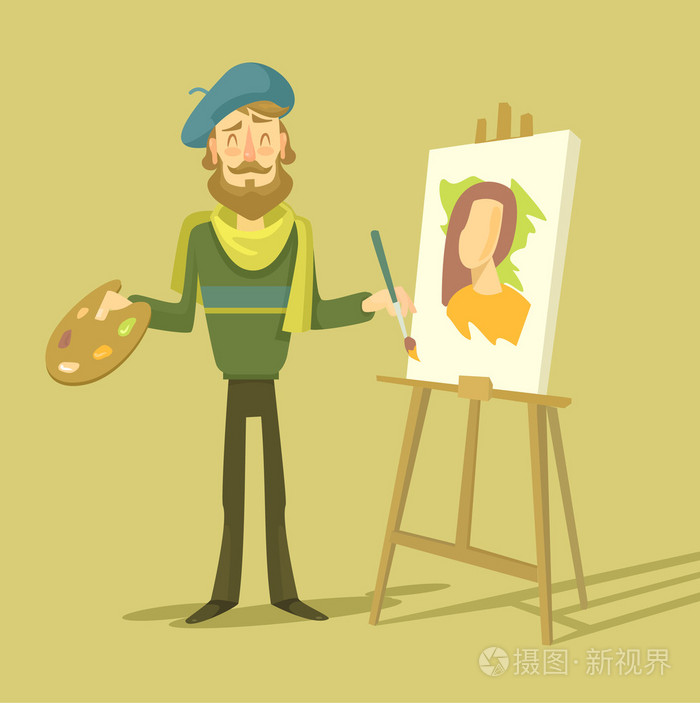 矢量卡通平面艺术家.矢量图