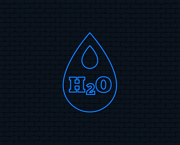 H2o 黑色背景上的水滴符号图标