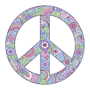 世界的象征是由花朵组成的.嬉皮风格.