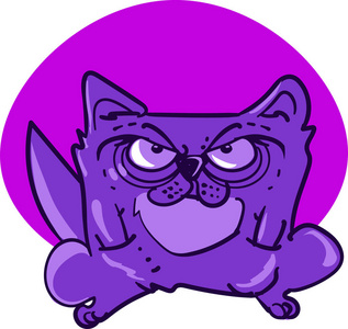 愤怒的猫看着我们滑稽卡通矢量插图照片