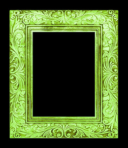 孤立的黑色背景，剪切路径上的古董绿色框
