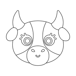 牛枪口图标在白色背景上孤立的轮廓样式。动物的枪口象征股票矢量图