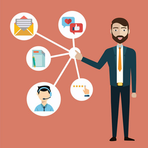 客户关系管理.系统管理与当前和未来的客户-矢量图的交互照片