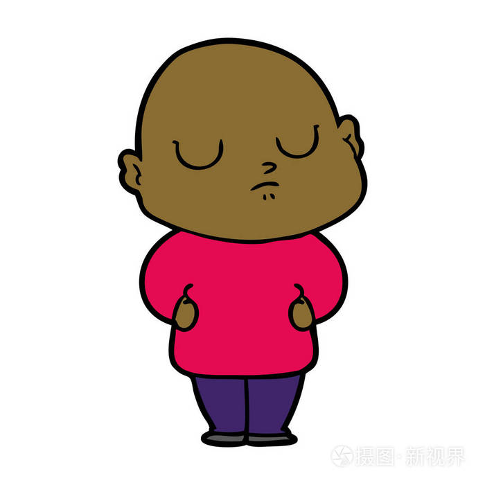 卡通光头男子的矢量插图