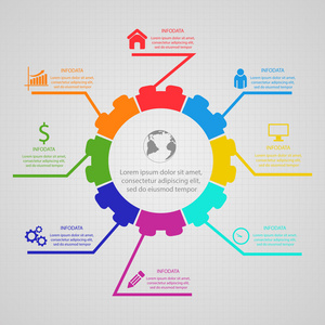 由齿轮和图标 eps 制成的矢量数据图表报告模板
