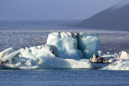 冰岛，Jokulsarlon 泻湖 冰岛冰川湖湾美丽冷景观图片