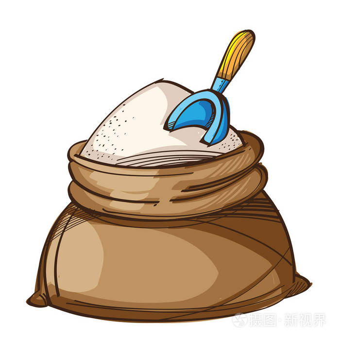 白色背景下的铲袋面粉插画-正版商用图片0o3xhn-摄图新视界
