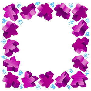 方形框架的紫色 meeples