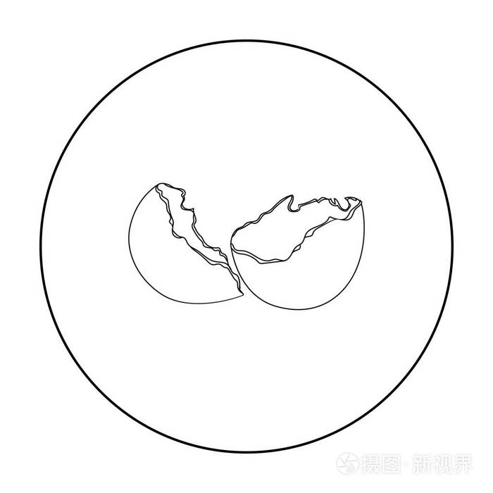 破碎的蛋壳图标在白色背景上孤立的轮廓样式.