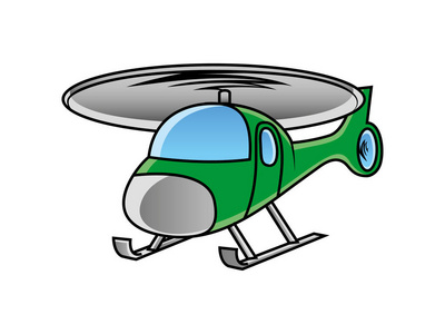 绿色直升机插画设计