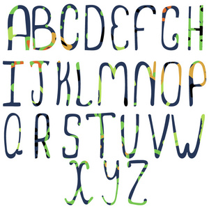 矢量字母从 A 到 Z 的手绘涂鸦纹理填充