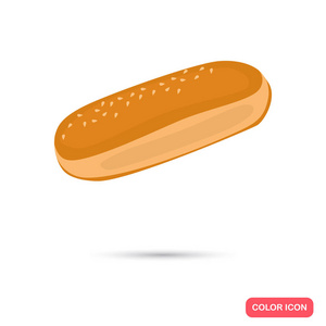 热狗面包颜色平面图标 web 和移动设计