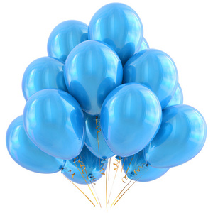 蓝方气球生日快乐装饰青色光泽