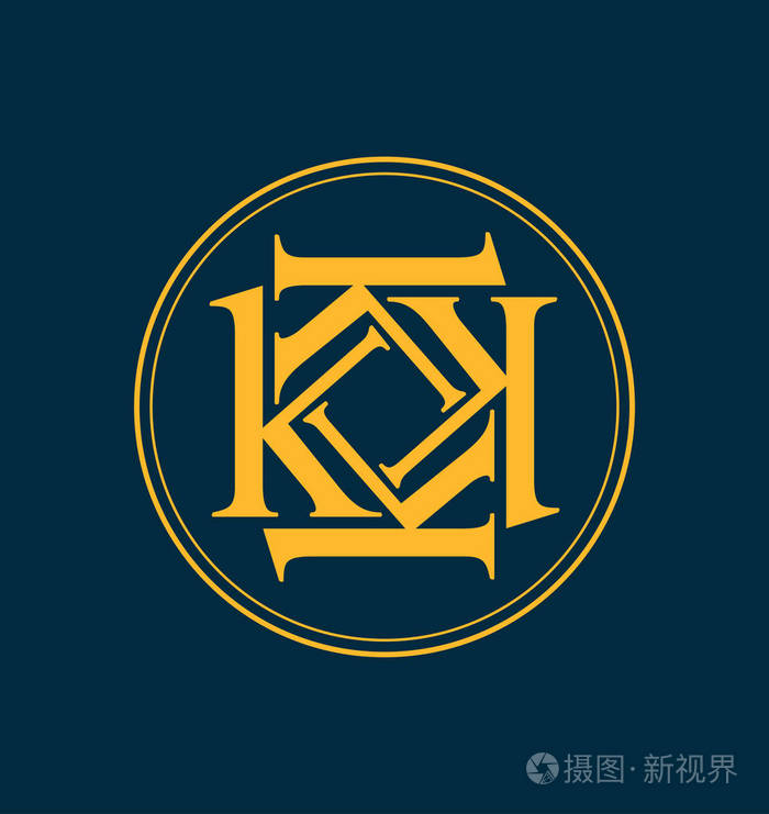 经典和复古对称风格初始字母图标徽标