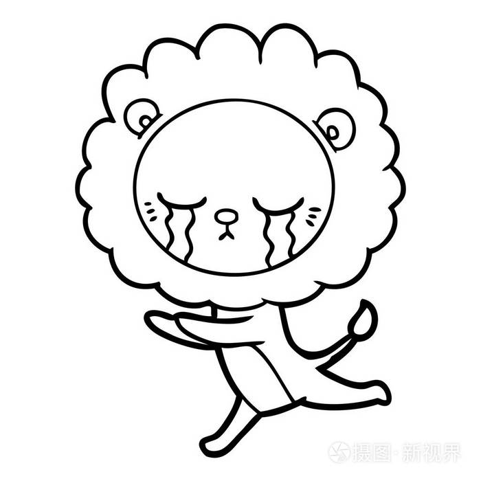 卡通狮子哭泣的矢量插图插画-正版商用图片0o46bz-摄图新视界