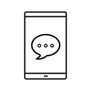 智能手机屏幕线性图标上的聊天框