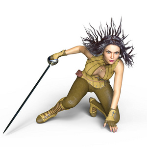 一个女的击剑者 3d cg 渲染