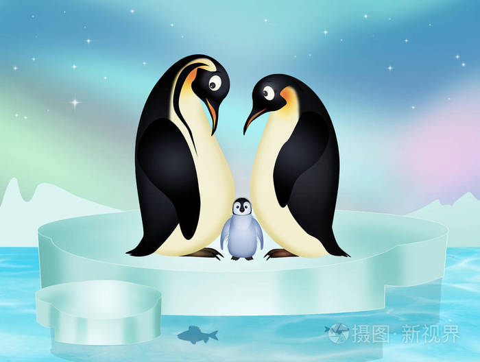 企鹅的例证在冰山