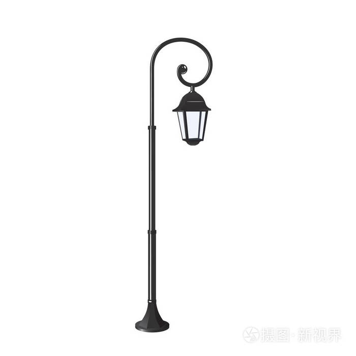 在白色背景矢量上一盏路灯