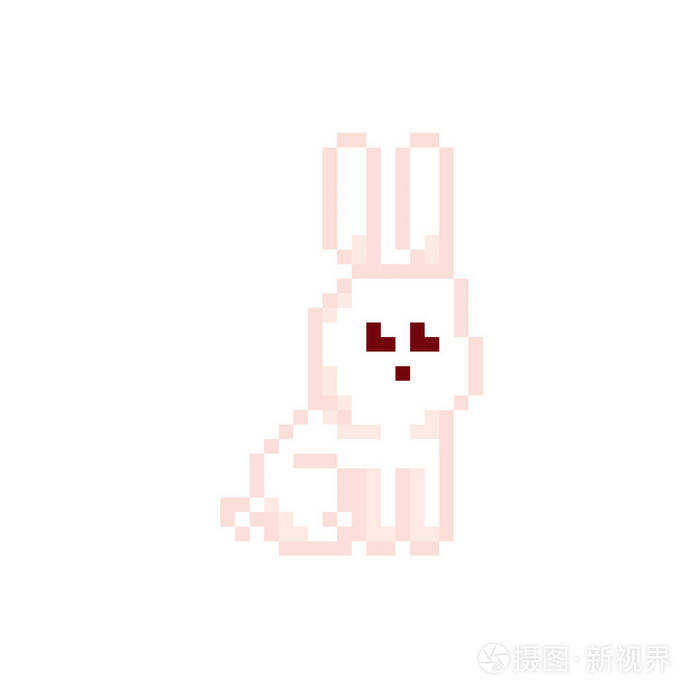 兔子像素图标.像素艺术.旧学校计算机图形.8位视频游戏.