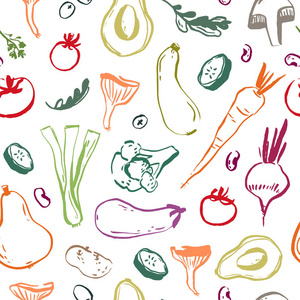 蔬菜矢量插图。背景与新鲜 Svegetables