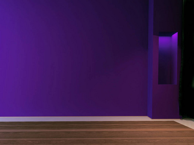 在紫罗兰色的墙壁，3d 利基