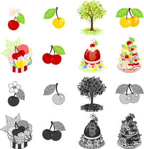 各种的樱桃糖果的图标