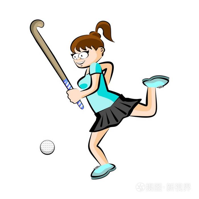 女子曲棍球球员上草-分离插画-正版商用图片0o4h1u-摄图新视界