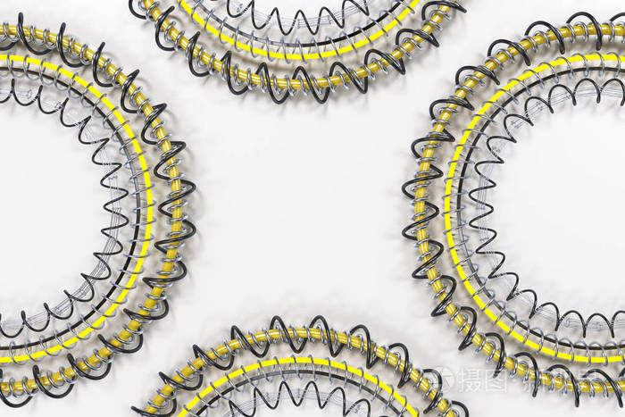 白色上由圆环和螺旋组成的同心形状图案